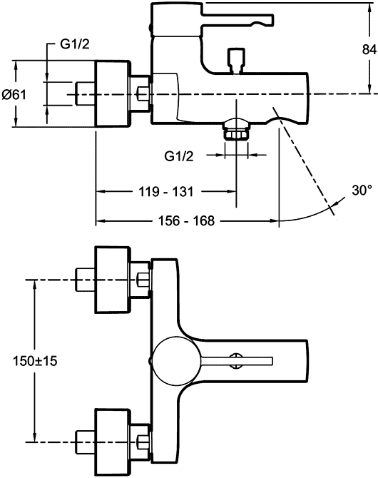 Смеситель для ванны Jacob Delafon Cuff E45532-CP