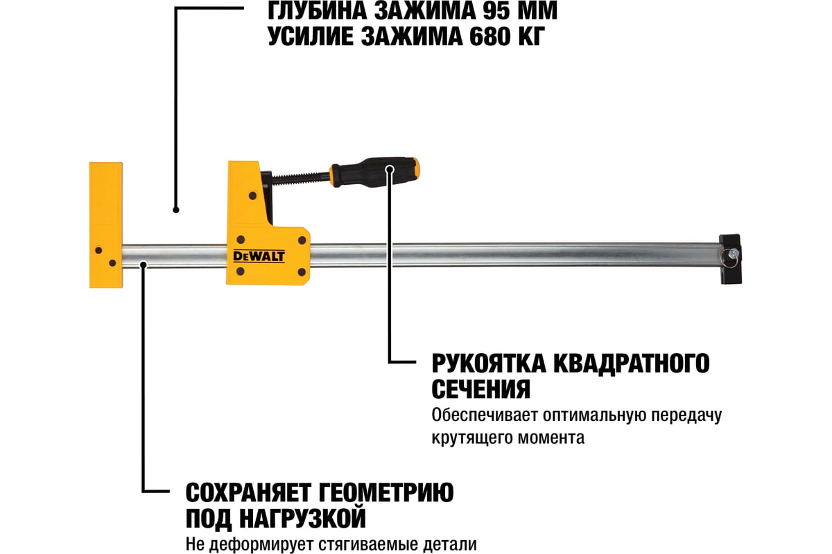 Параллельная реечная струбцина DeWalt 600мм/24" DWHT83831-1