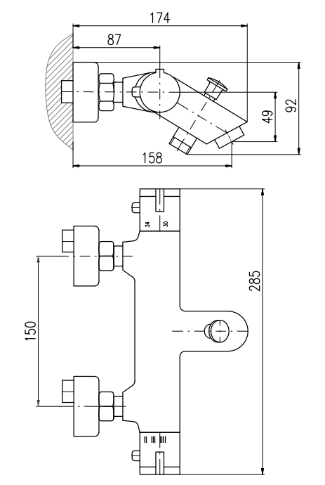 Смеситель для ванны Rav Slezak Termostatic TRM54.5CMATC черный матовый