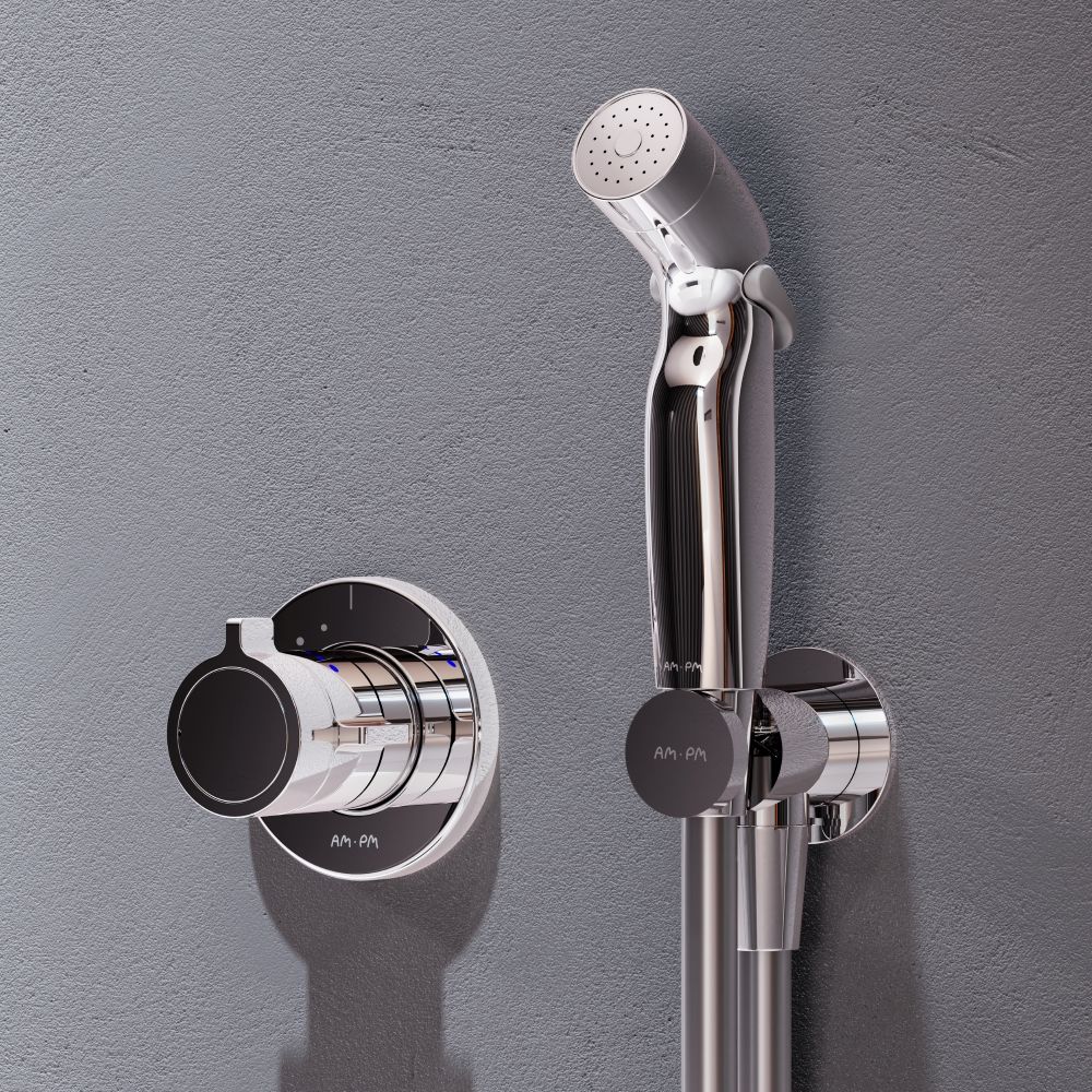 Смеситель Am.Pm X-Joy с термостатом, монтируемый в стену с гигиеническим душем F0H85A400