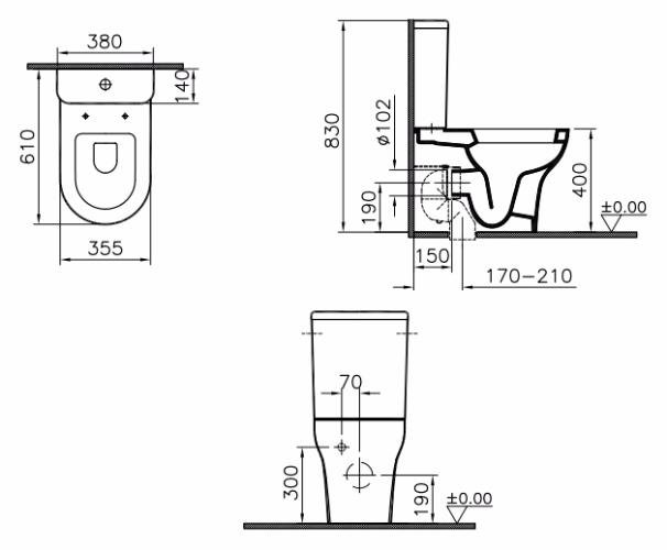 Унитаз VitrA Zentrum Pan-Cistern 9012B003-7204 с микролифтом