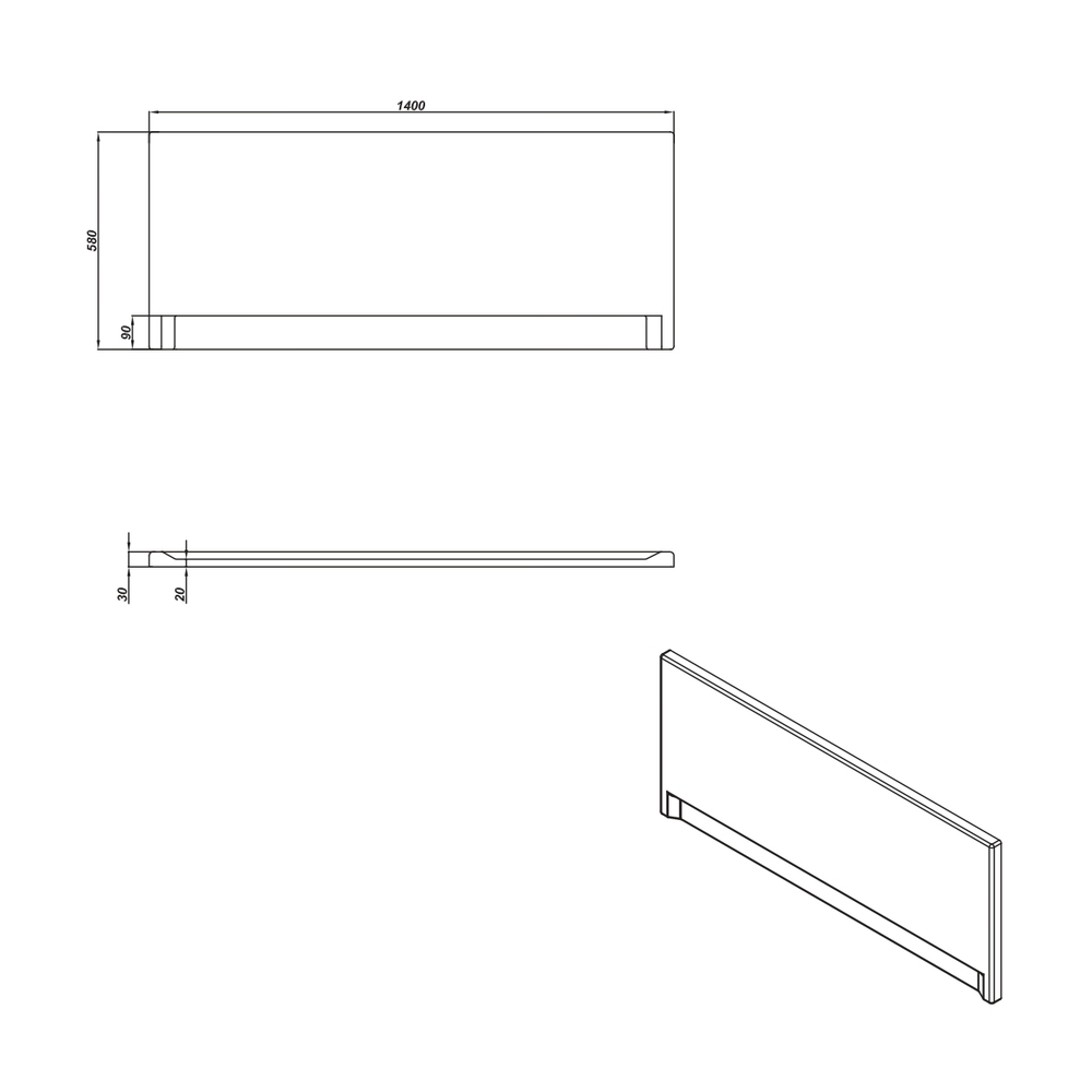 Фронтальная панель Cersanit Universal PA-TYPE1*140 140 см