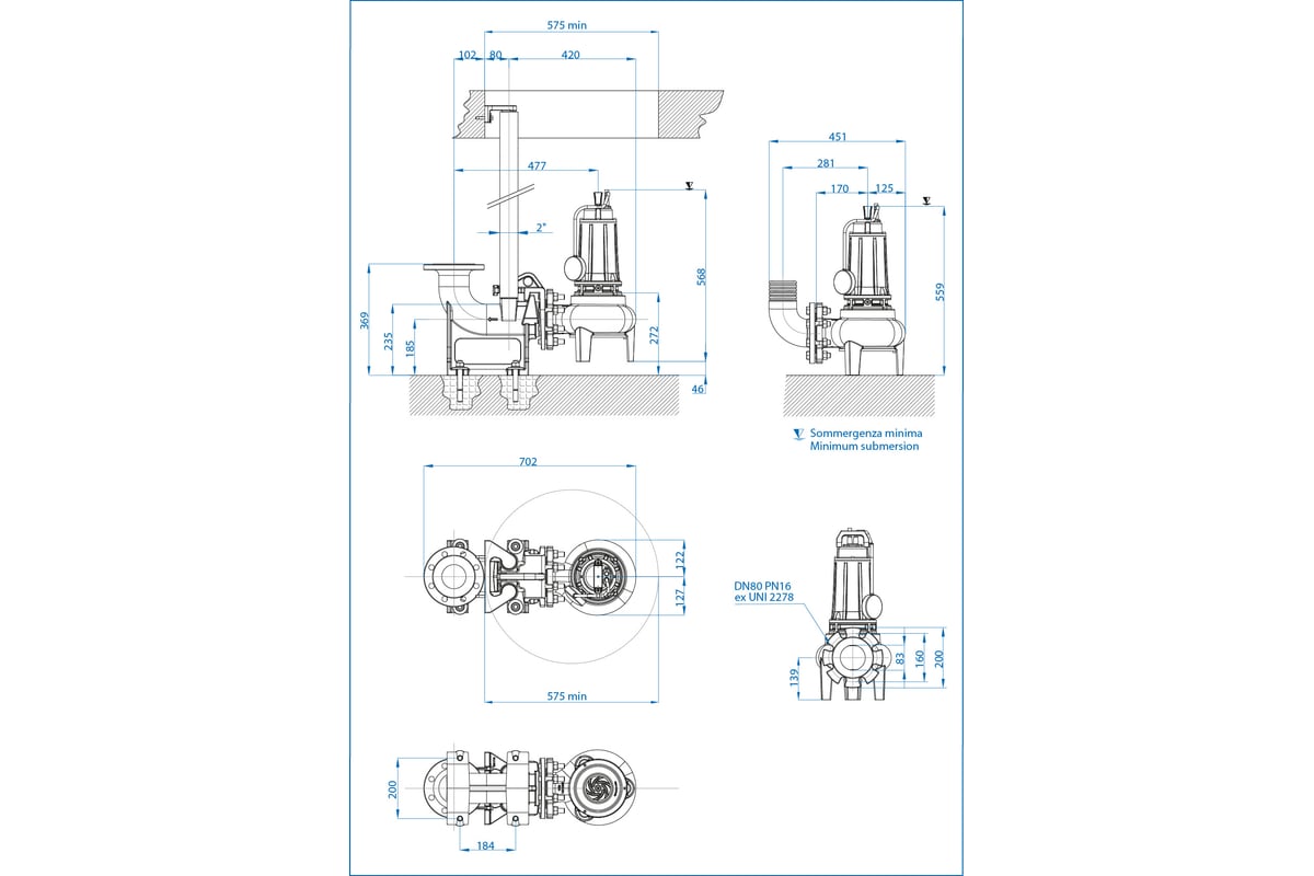 Погружной канализационный насос Dreno Pompe DNB 80-2/150 T 2001540