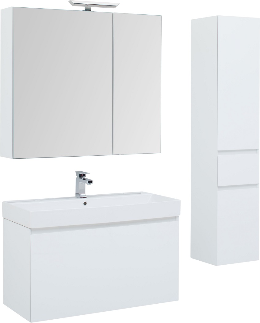Зеркальный шкаф Aquanet Йорк 100 см, белый глянец