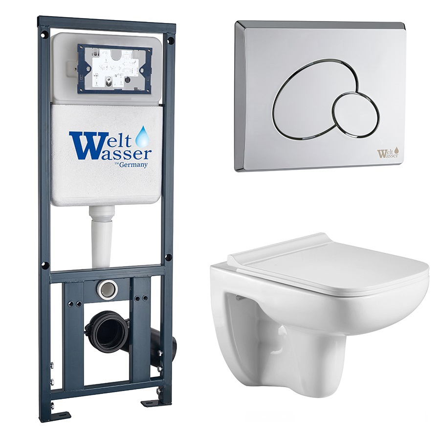 Комплект Weltwasser 10000006481 унитаз Kehlbach 004 GL-WT + инсталляция Marberg 410 + кнопка Mar 410 RD