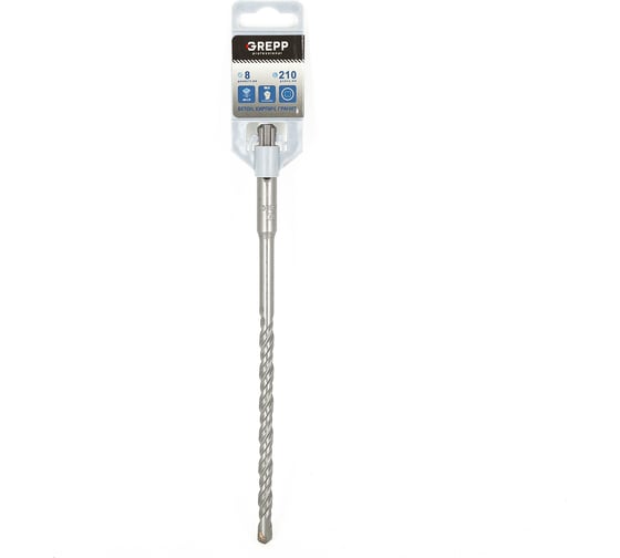Бур SDS-plus 8х210 мм, 2-х гранный наконечник с твердосплавной напайкой YG8C GREPP 103-08210