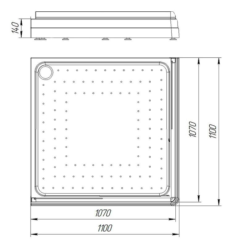 Поддон для душа Радомир 1-11-0-0-0-120 110x110 квадратный