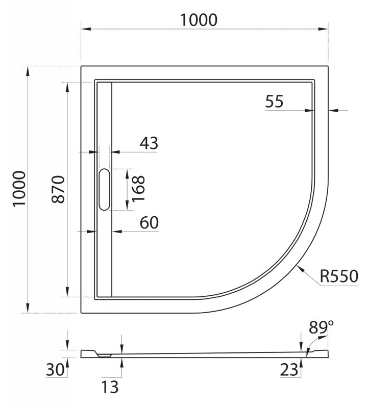 Поддон для душа Cezares Tray TRAY-AS-R-100-30-W 100x100 из мрамора, белый