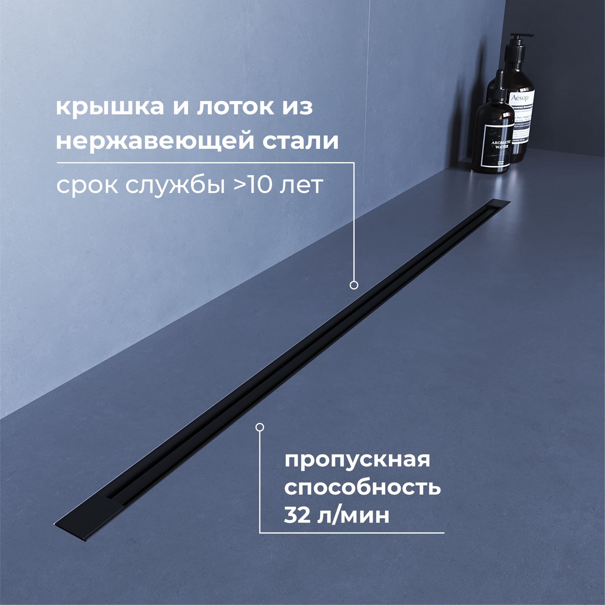 Трап для душа RGW SDR-55B 80 см черный 79215580-04