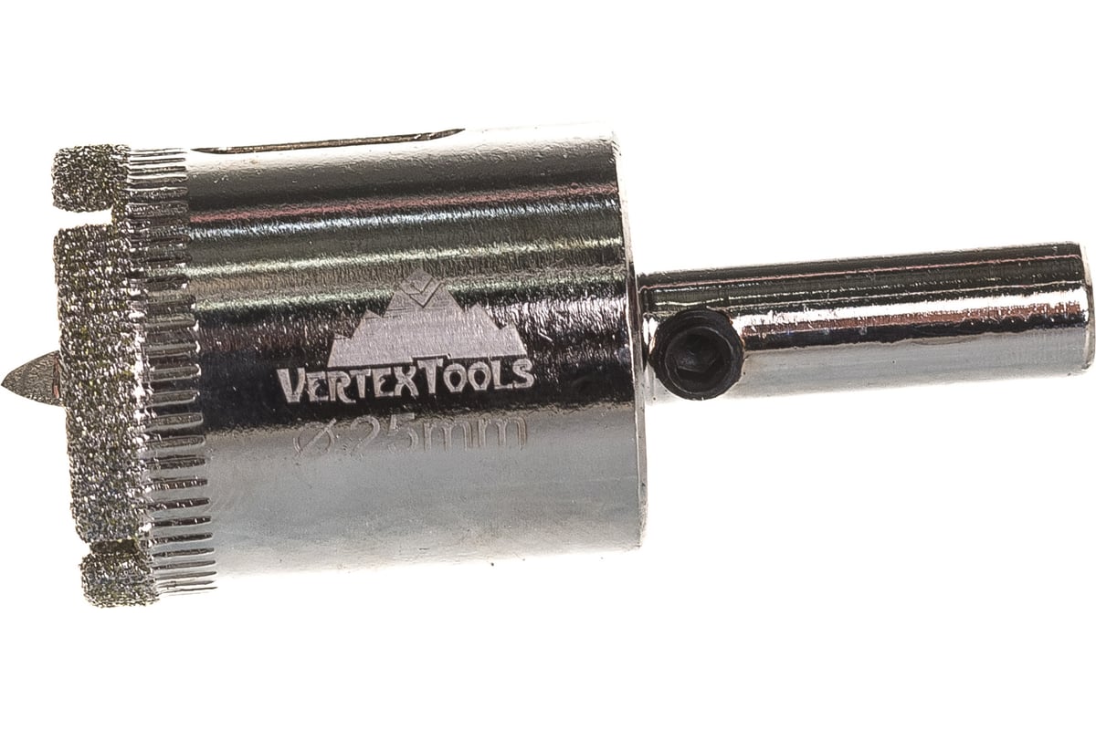 Коронка с центрирующим сверлом по стеклу и керамике (25х55 мм) Vertextools 336-25-55