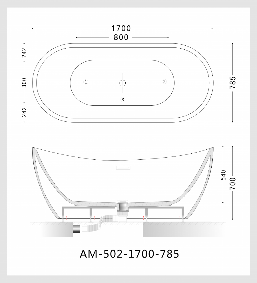 Акриловая ванна Art&Max AM-502-1700-785 170x78.5