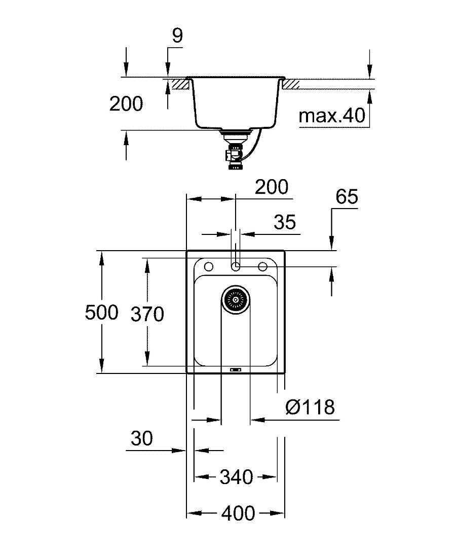 Кухонная мойка Grohe K700U 31650AT0 40 см серый гранит