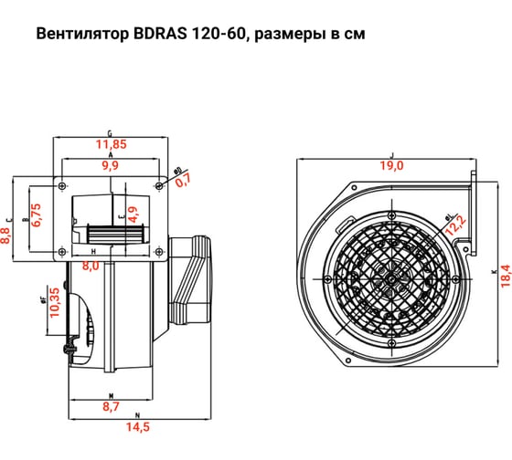 Радиальный вентилятор улитка BVN алюминиевый корпус, BDRAS 120-60