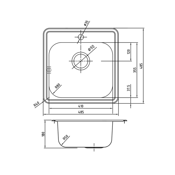 Кухонная мойка Iddis Strit STR48P0i77 48.5 см сталь