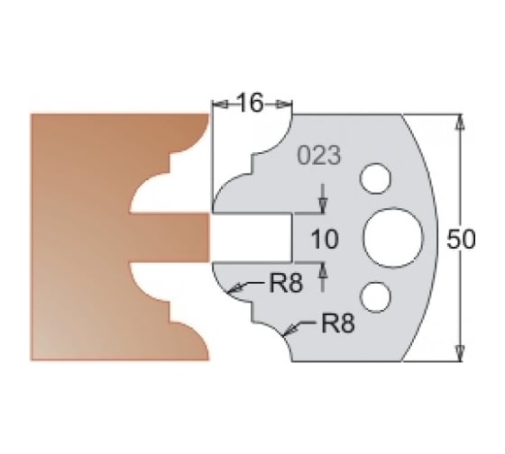 Нож мультисистема HSS фасад профиль R8;8 50x20x4 мм Dimar 3302350