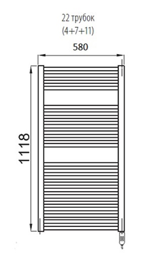 Полотенцесушитель электрический Irsap Ares EIM058KK1IR01NNN 58x111.8 с регулятором, черный матовый