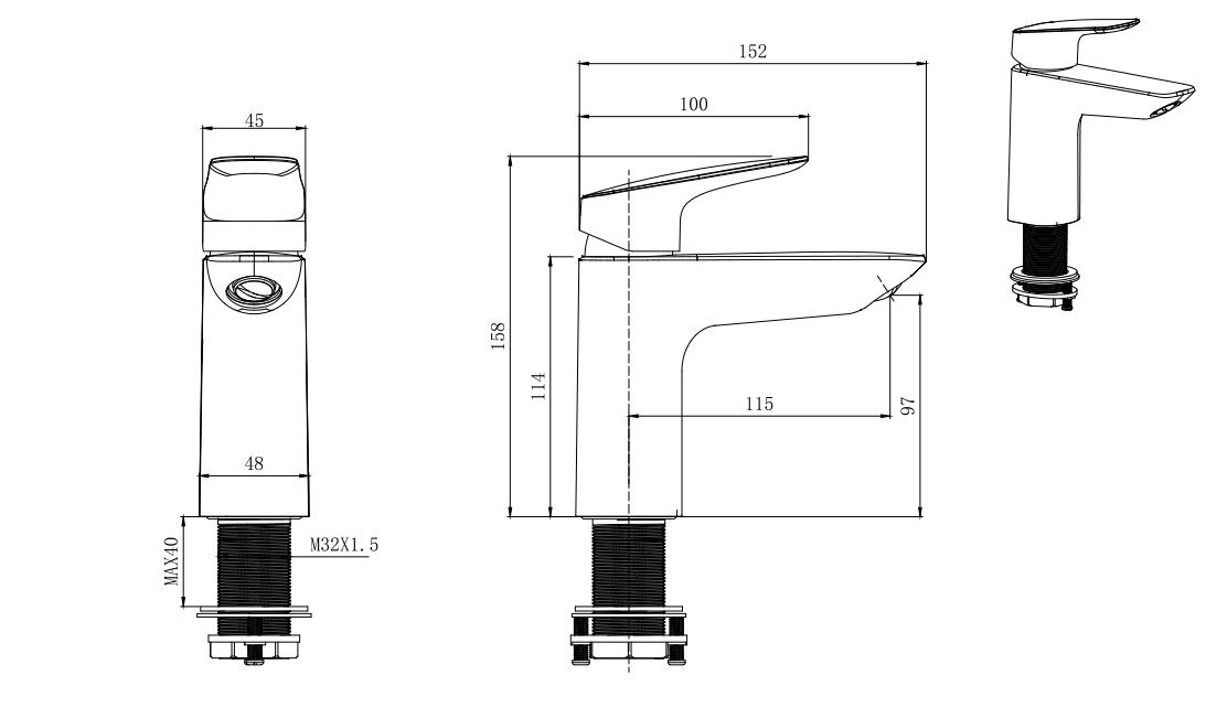 Душевой набор Aquatek Вега 3 в 1 AQ1030CR (смеситель для раковины AQ1010CR + смеситель для ванны AQ1040CR + душевой гарнитур AQ2011CR)