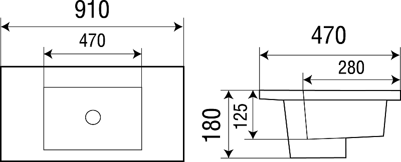 Раковина WeltWasser DEILBACH 7506-90 MT- BL 91 см, 10000005567 черный матовый