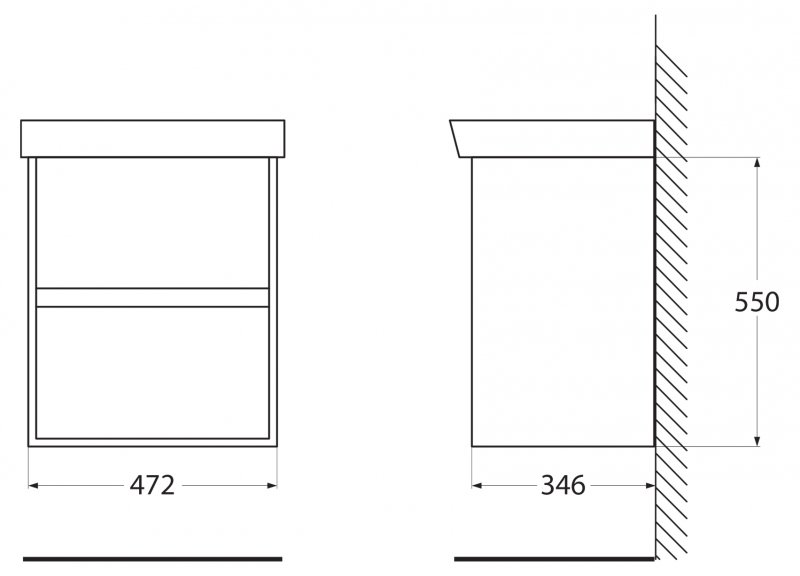 Тумба с раковиной BelBagno Neon 50 см, 2 ящика, Rovere Scuro