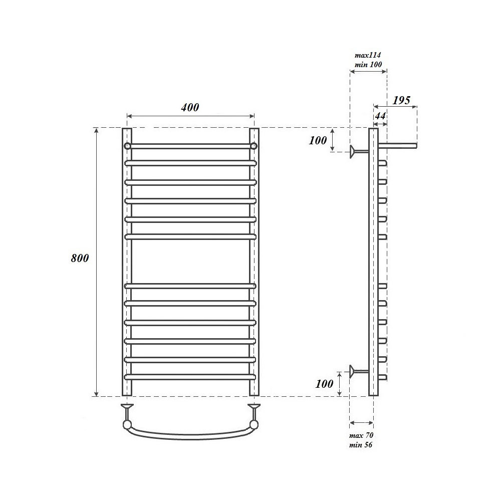 Полотенцесушитель водяной Point PN05148SP П11 40x80, с полкой, хром