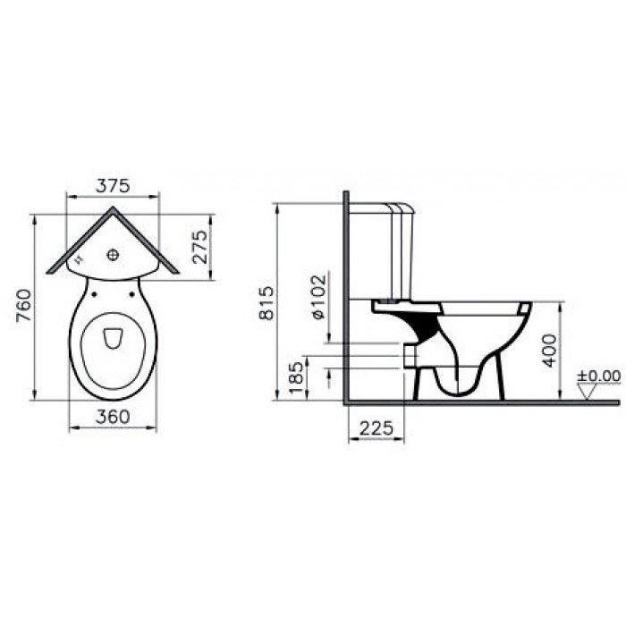 Унитаз VitrA Arkitekt 9754B003-7201 угловой