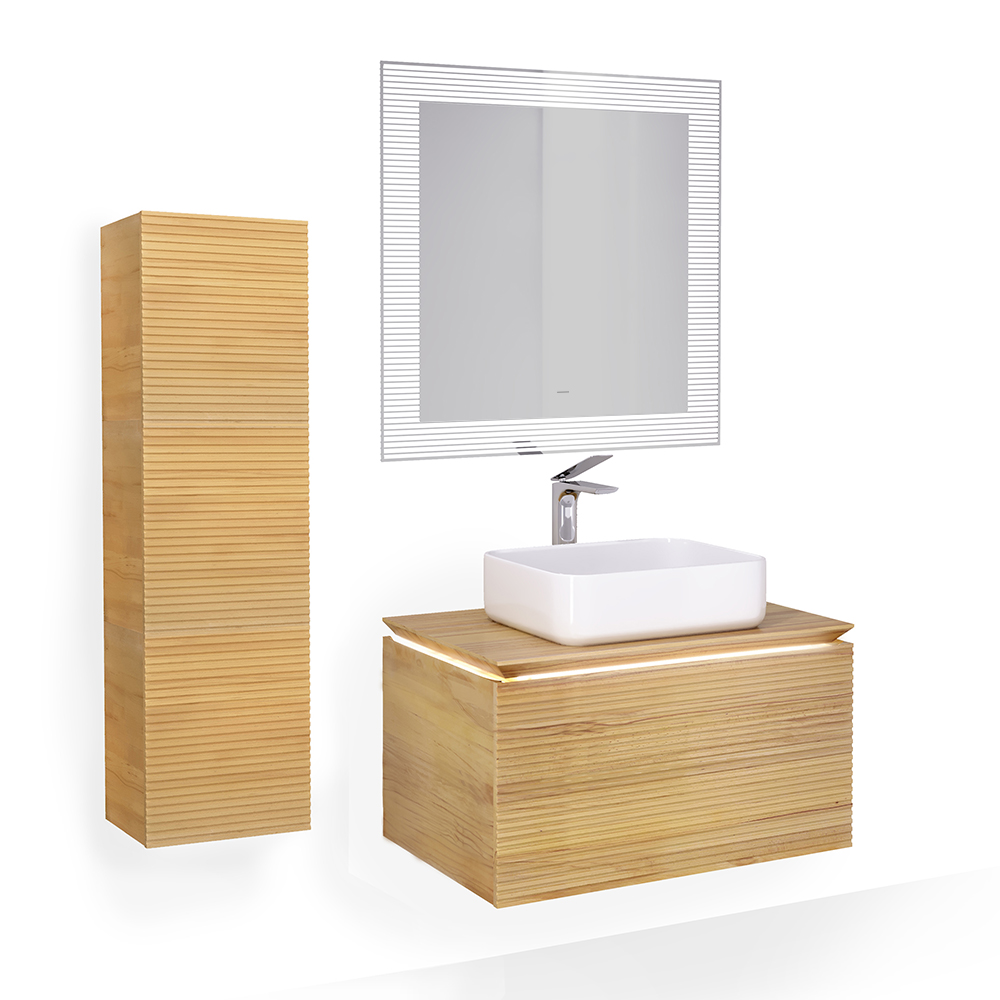 Мебель для ванной Jorno Karat 80 см с подсветкой бук