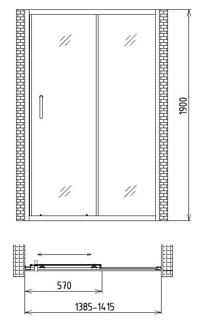 Душевая дверь Gemy Victoria S30191BM 140x190 матовое стекло, хром