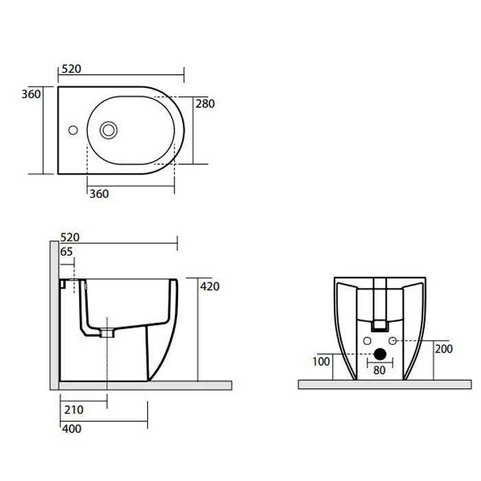 Напольное биде Kerasan Flo 312001*1 52x36 см белый