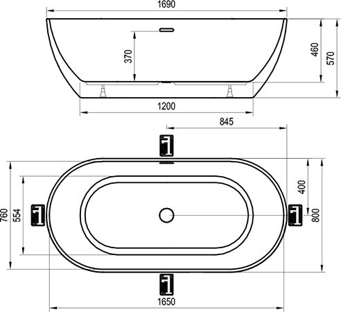 Акриловая ванна Ravak Freedom 170x80 см XC00100020