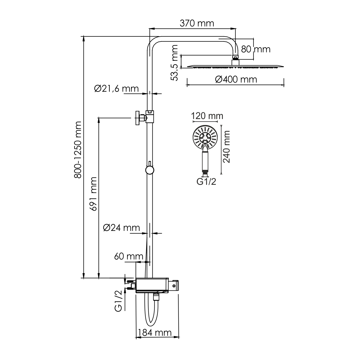 Душевая стойка WasserKRAFT A113.117.058.CH Thermo с термостатом, хром