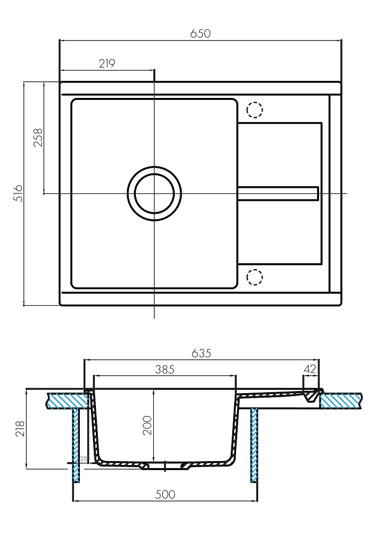Кухонная мойка Акватон Делия 65 см, серый шелк