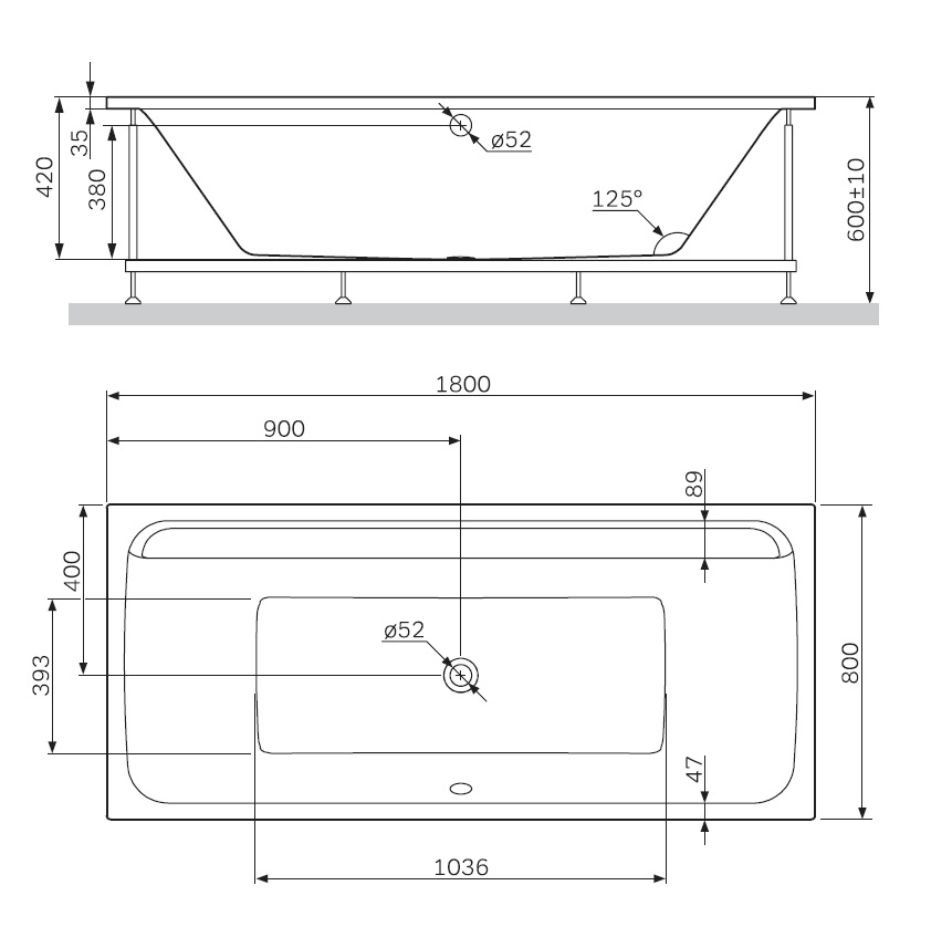 Акриловая ванна Am.Pm Inspire V2.0 W52A-180-080W-A 180x80 см