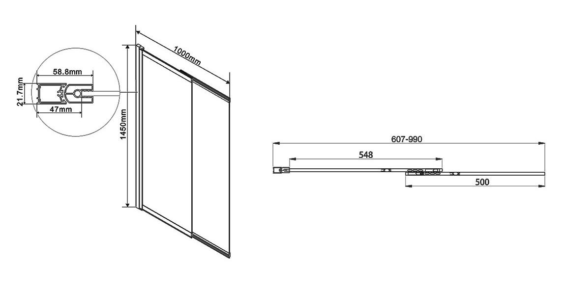 Шторка для ванны Vincea VSB-1E100CL 100x140 хром, тонированное