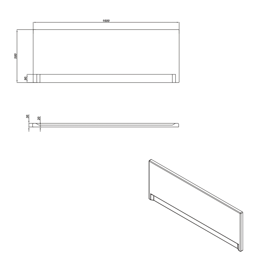 Фронтальная панель Cersanit Universal PA-TYPE1*160 160 см