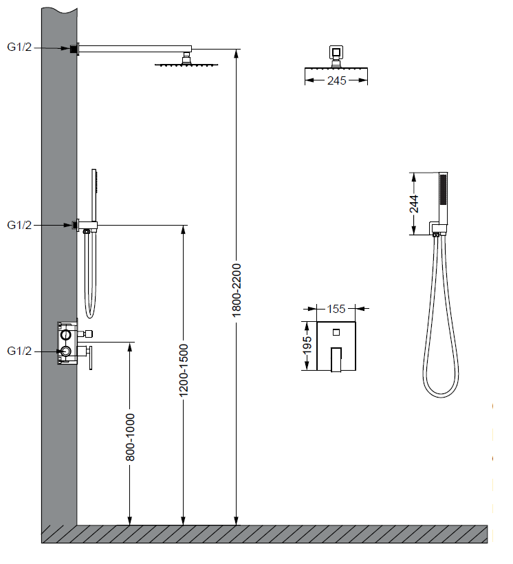 Душевой набор Vincea Дайс (Dice) VSFW-2DS1BN брашированный никель