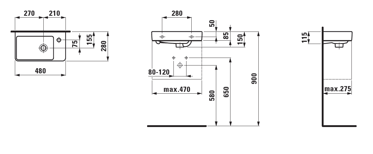 Раковина Laufen Pro 48x28 (правая) 8.1595.4.000.104.1