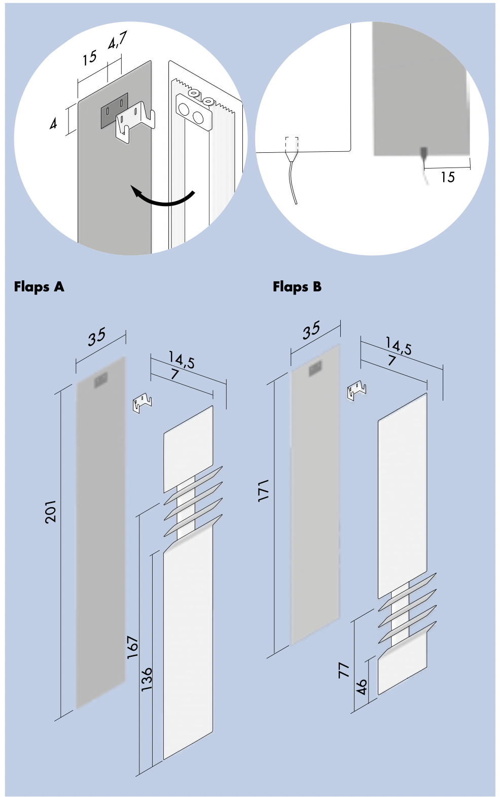 Полотенцесушитель электрический Antrax Flaps B 35x201 белый матовый, ECFPB201001T/BCOR