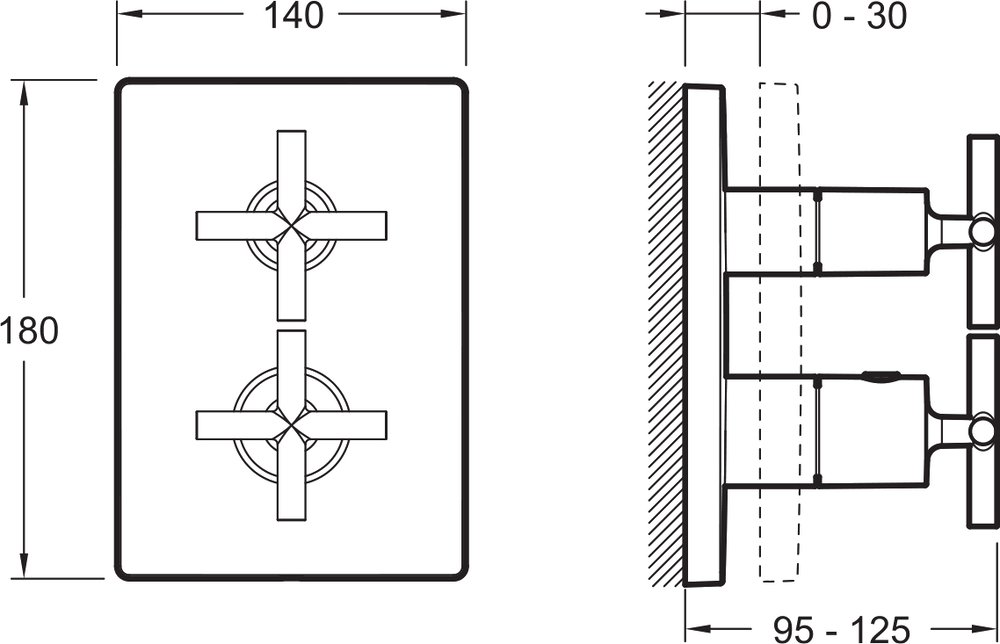 Смеситель для душа Jacob Delafon Modulo E75388-CP внешняя часть, термостат