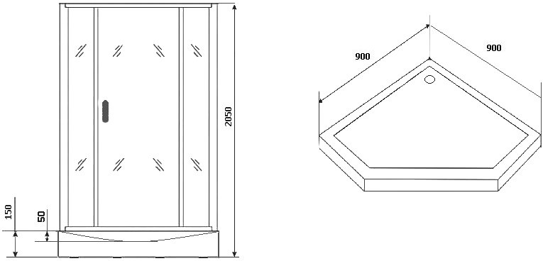 Душевая кабина Grossman GR271D 90x90, черный