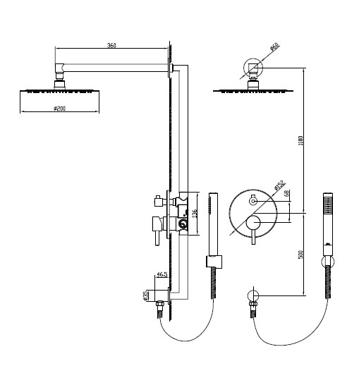 Душевой набор RGW Shower Panels SP-51 встраиваемый