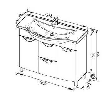 Раковина Aquanet Everson 105 см