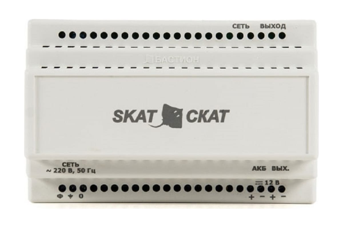 Источник питания Skat -12-6.0 DIN 12В 6А пластиковый корпус под DIN рейку 35 мм 586