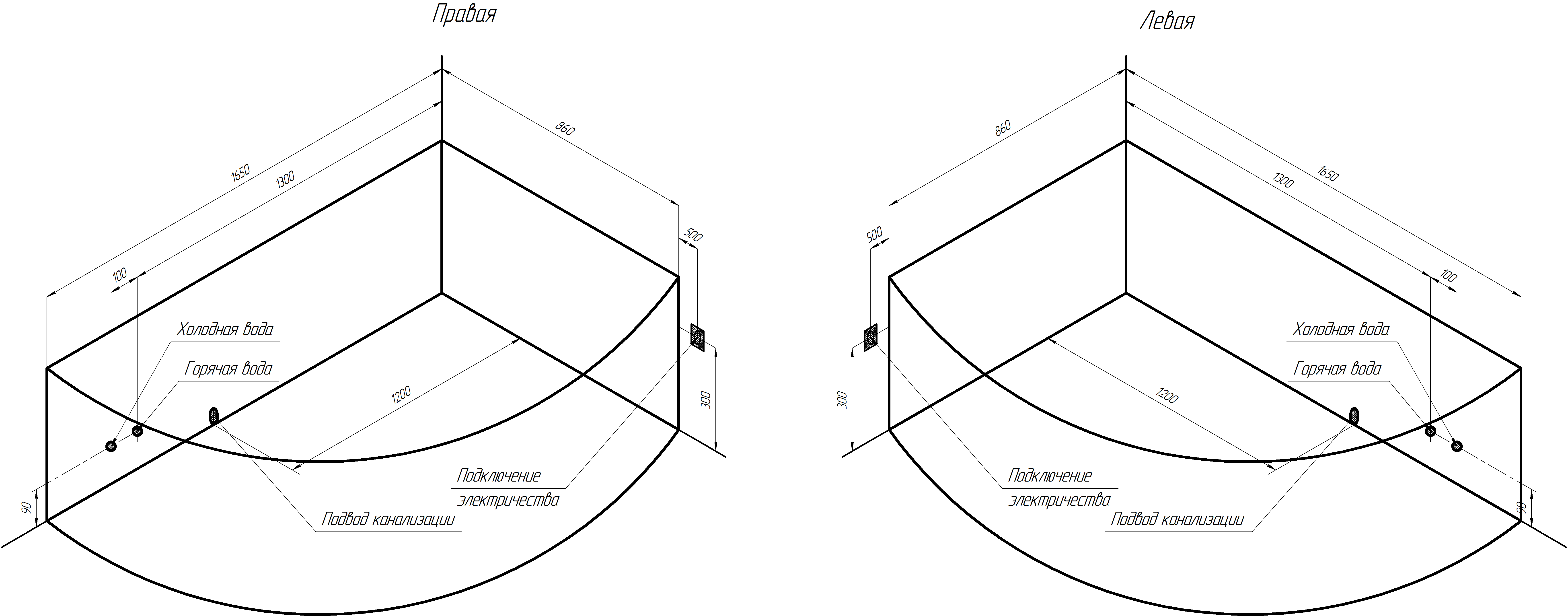 Акриловая ванна Ваннеса Варна 165х105 L/R