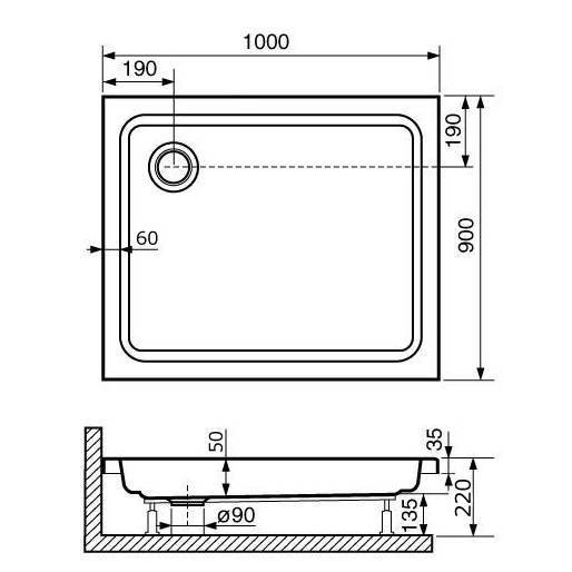 Поддон для душа RGW Style PR 90x100