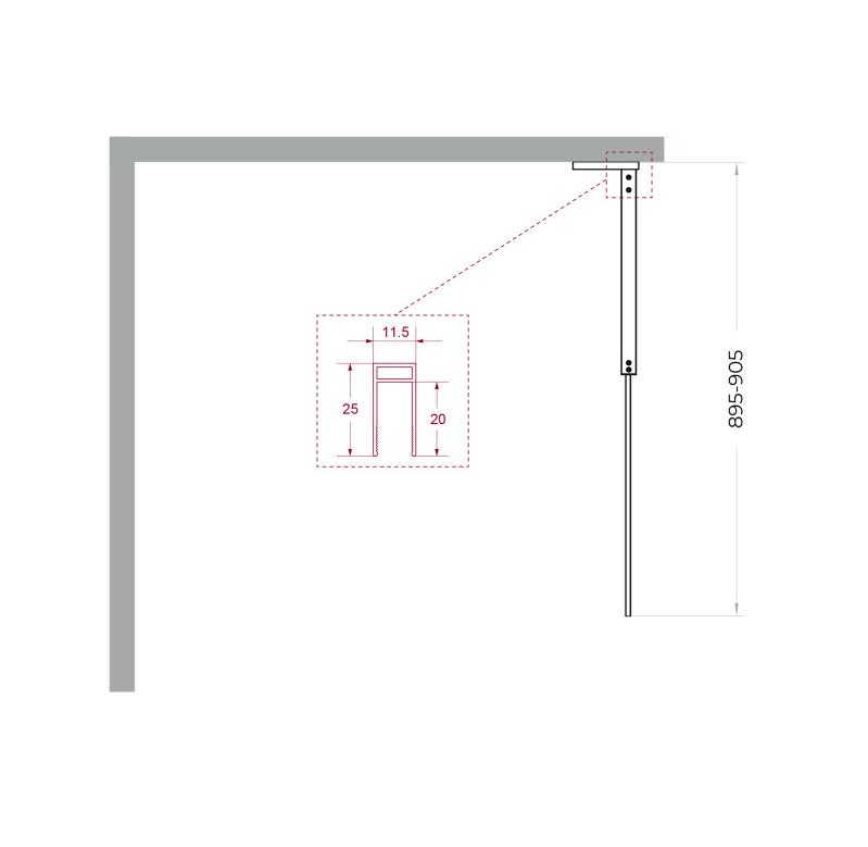 Душевая перегородка Belbagno UNO-L-1-TB-90-BR-GM 90x200 бронза, оружейная сталь