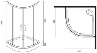 Душевой уголок Am.Pm Bliss L Twin Slide 90x90 без поддона