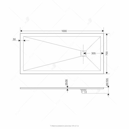 Поддон для душа RGW Stone Tray ST-0107G 70x100 графит