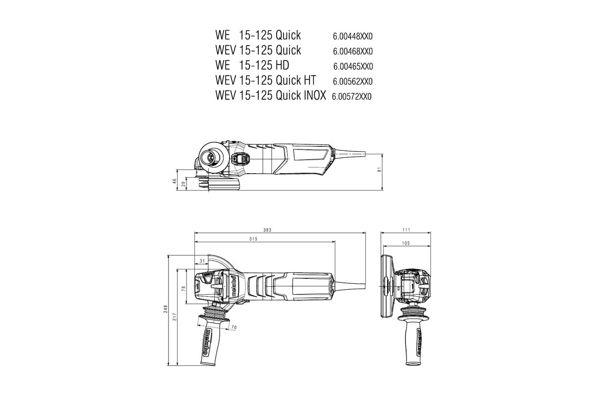 Угловая шлифмашина Metabo WEV 15-125 Quick HT 600562000