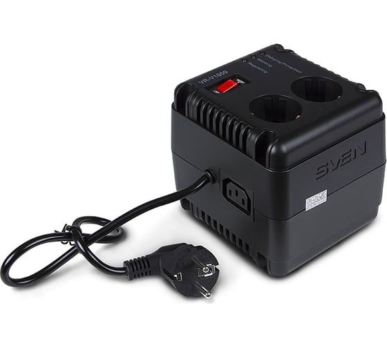 Стабилизатор SVEN VR-V1000 (500Вт,Входное 184-285В, 2×CEE7/4+1×ІЕС320 розеток) SV-015572