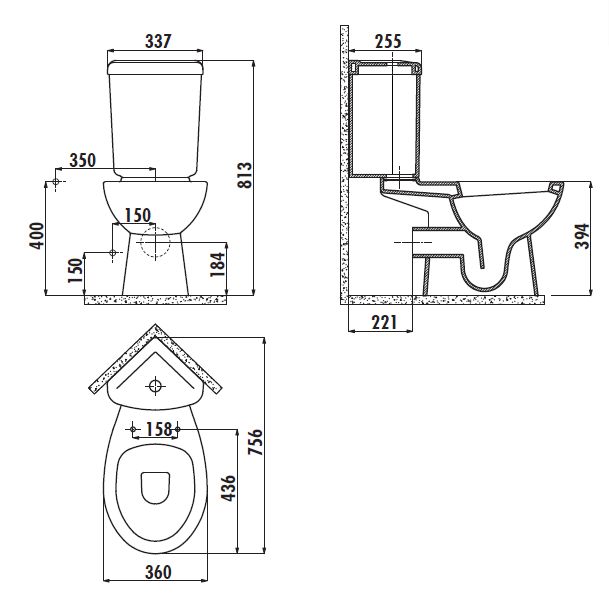 Чаша для унитаза Creavit Corner SD310-11CB00E-0000